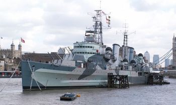 Picute of HMS Belfast docked in London